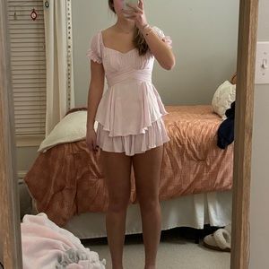 Light Pink Romper with Criss Cross Ties